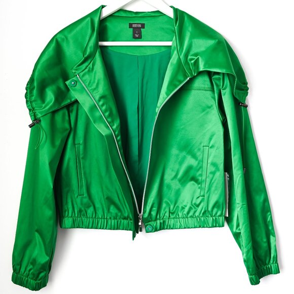 KENNETH COLE REACTION Kelly Green Lined Satin Look Jacket - NWT - Size Small - Picture 5 of 14